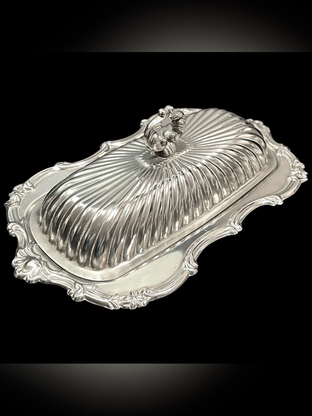 Vintage 1950s Davco Silver Largenterie Covered Butter Dish Glass Insert EP Steel